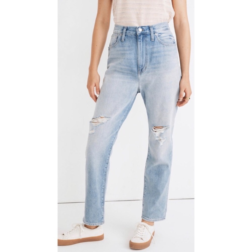 Madewell the Momjean Distressed High Waisted Jeans